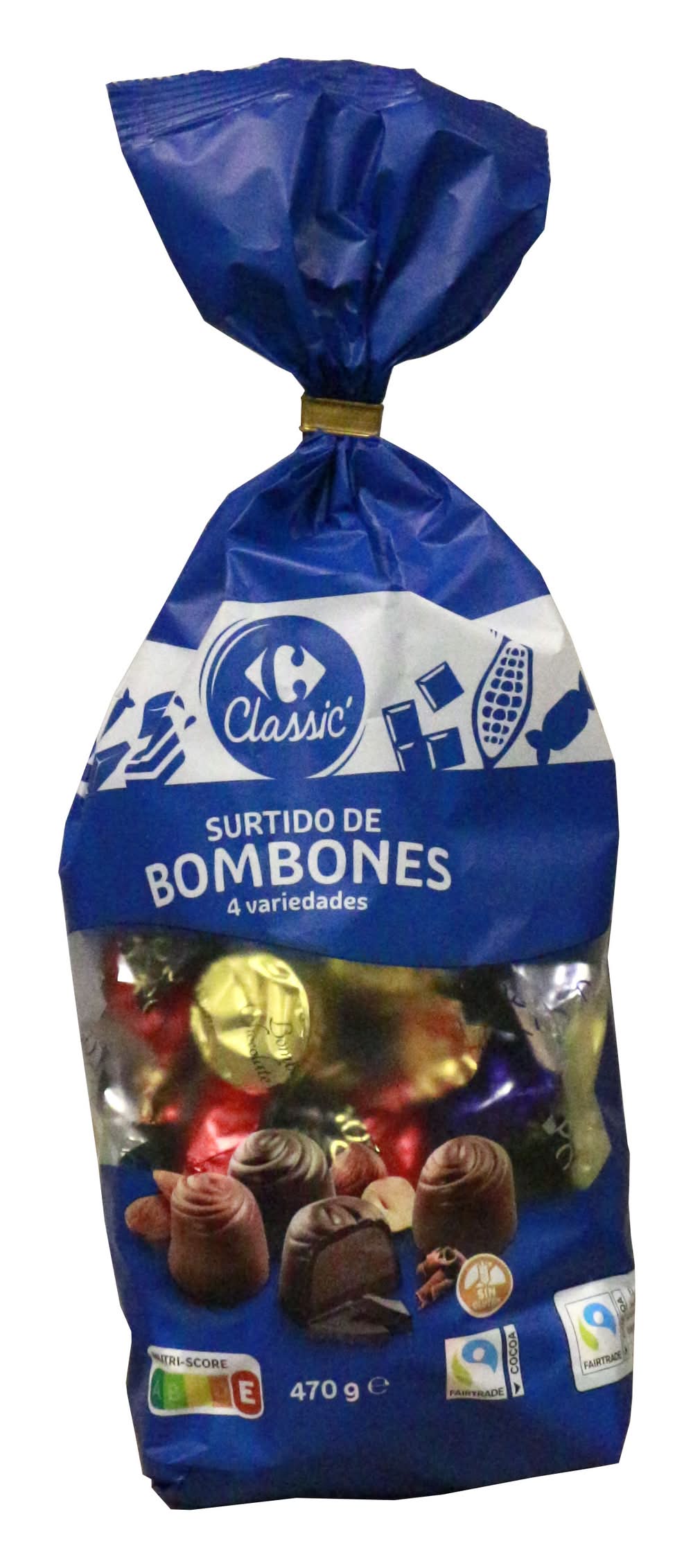 Bombones surtidos · Carrefour - Avellana, Almendra, Trufa Y Chocolate Negro. (470 g)