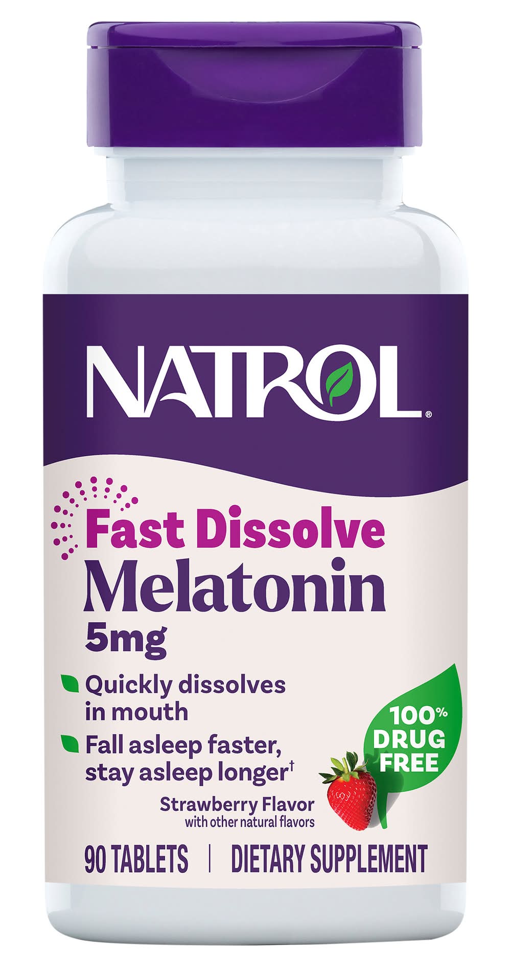 Natrol Fast Dissolve Melatonin Sleep Supplement Tablets 5 mg, Strawberry (90 ct)