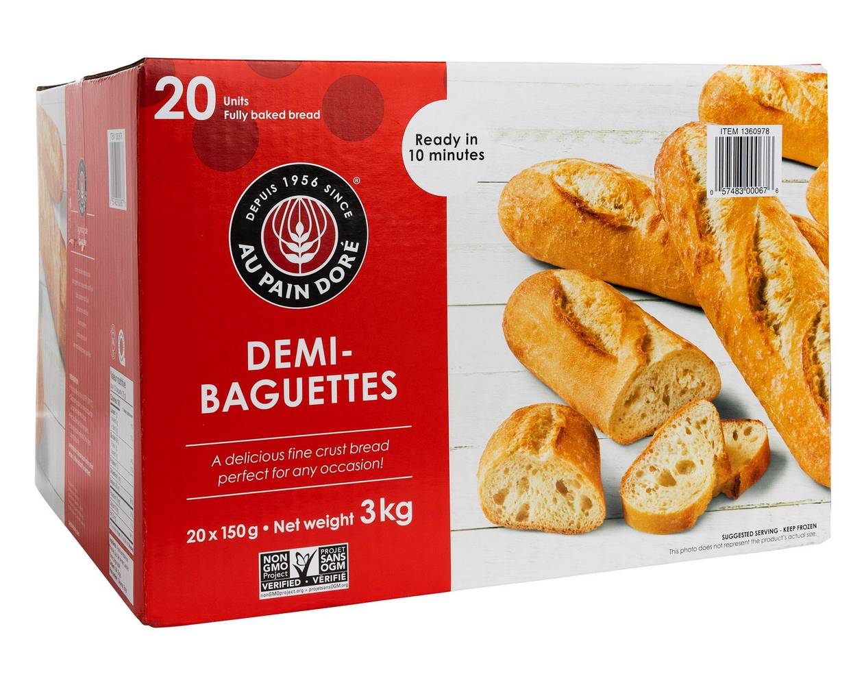 Au Pain Doré - Demi-Baguettes, 20 X 150 G / Au pain doré Demi-Baguettes (20 x 150 g)