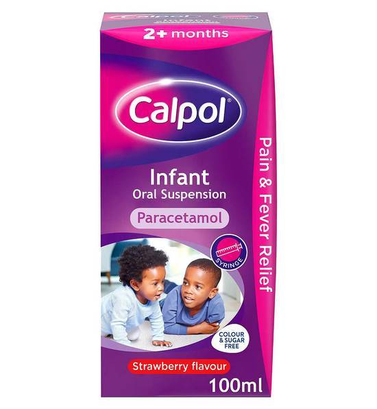 Calpol Infant Sugar Free Oral Suspension Strawberry Flavour 2+ Months 100ml