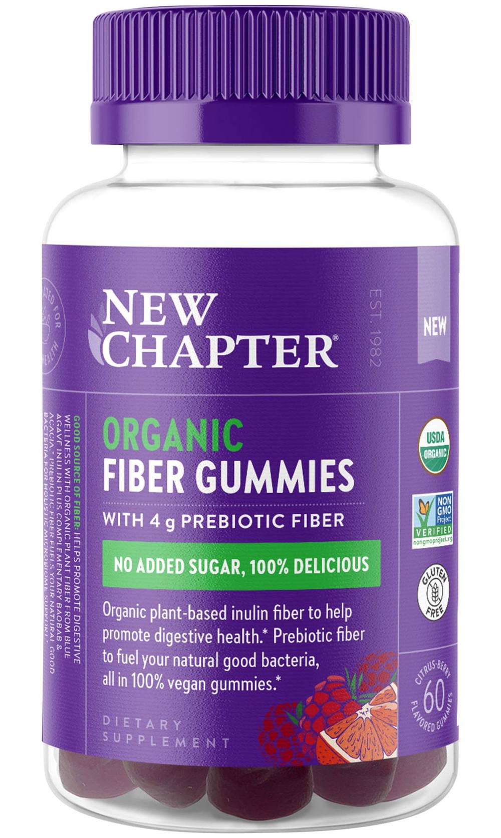 Organic Prebiotic Fiber Gummies - Citrus Berry (60 Gummies)
