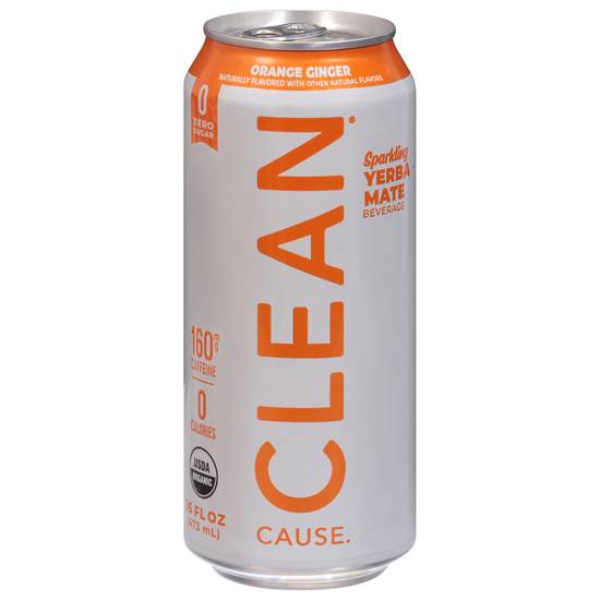 Clean Cause Orange Ginger Sparkling Yerba Mate (16 fl oz)