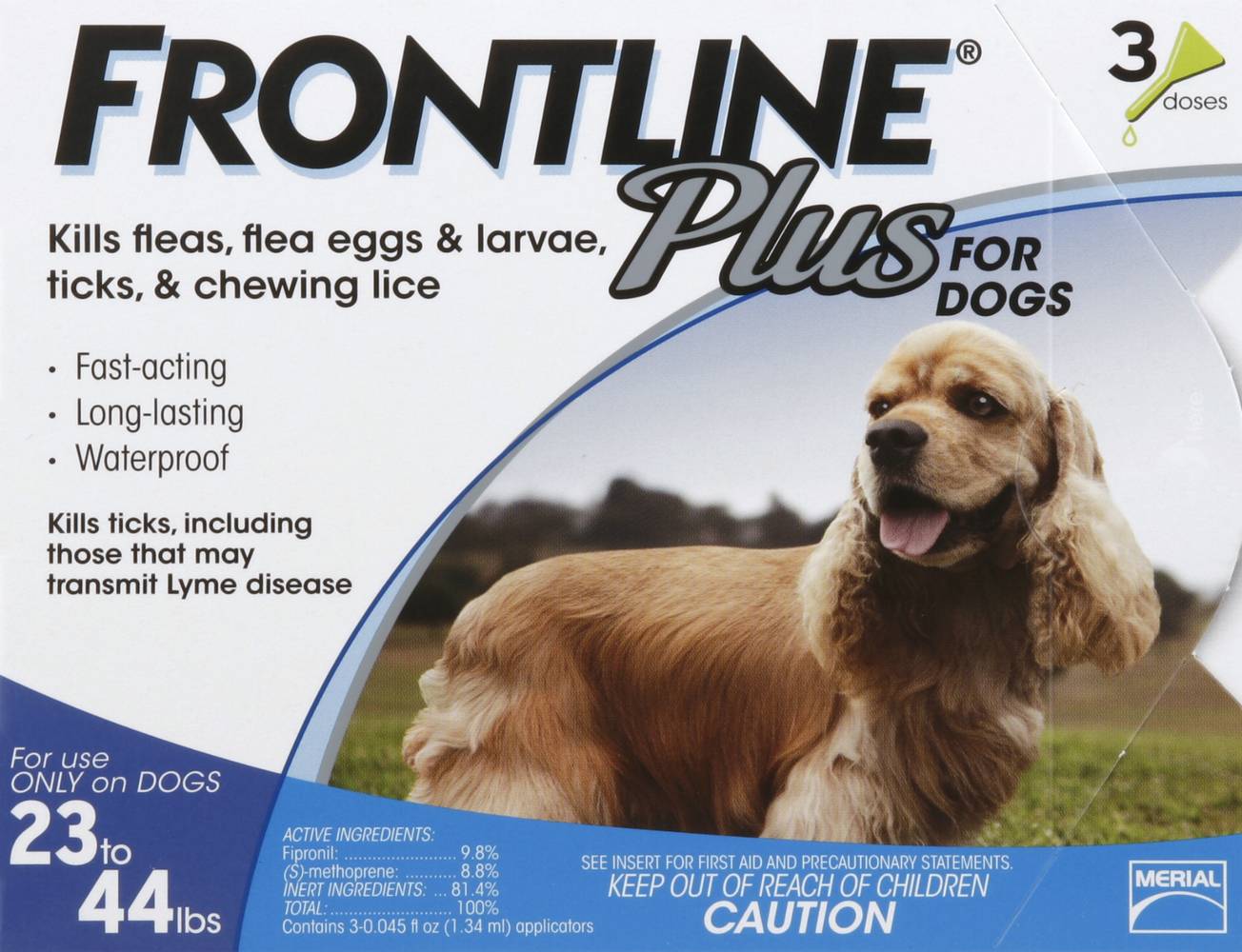 Frontline Plus Kills Fleas Flea Eggs & Larvae Ticks & Chewing Lice For Dogs (1.6 oz)