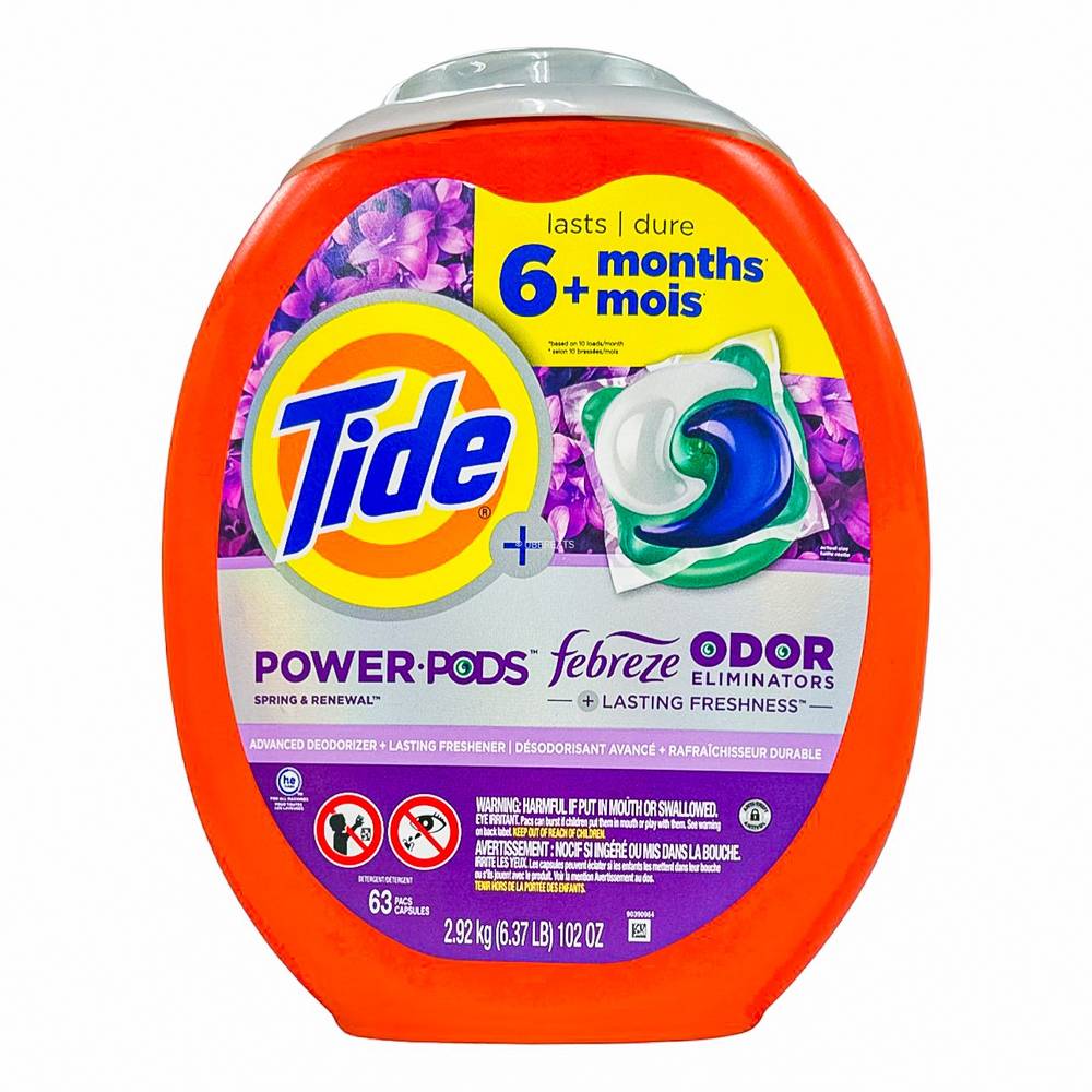 Tide Plus Power Pods Febreze Odor Eliminator Laundry Detergent (102 oz, 63 ct)