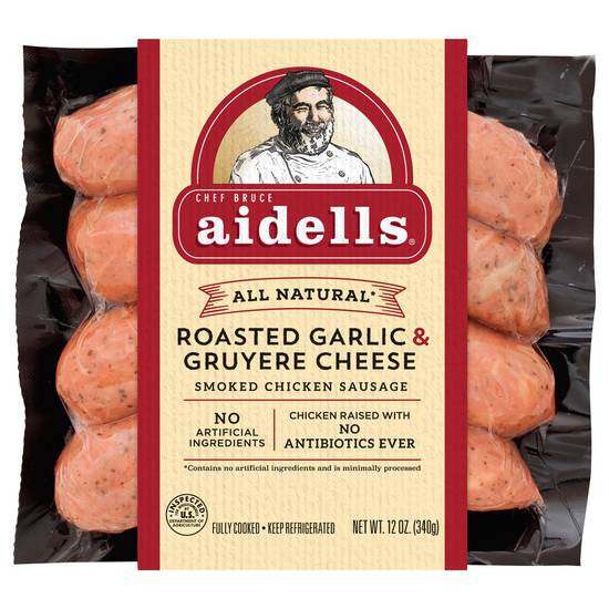 Aidells Roasted Garlic & Gruyere Cheese Smoked Chicken Sausage