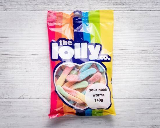 The Lolly Co Sour Neon Worms 140g