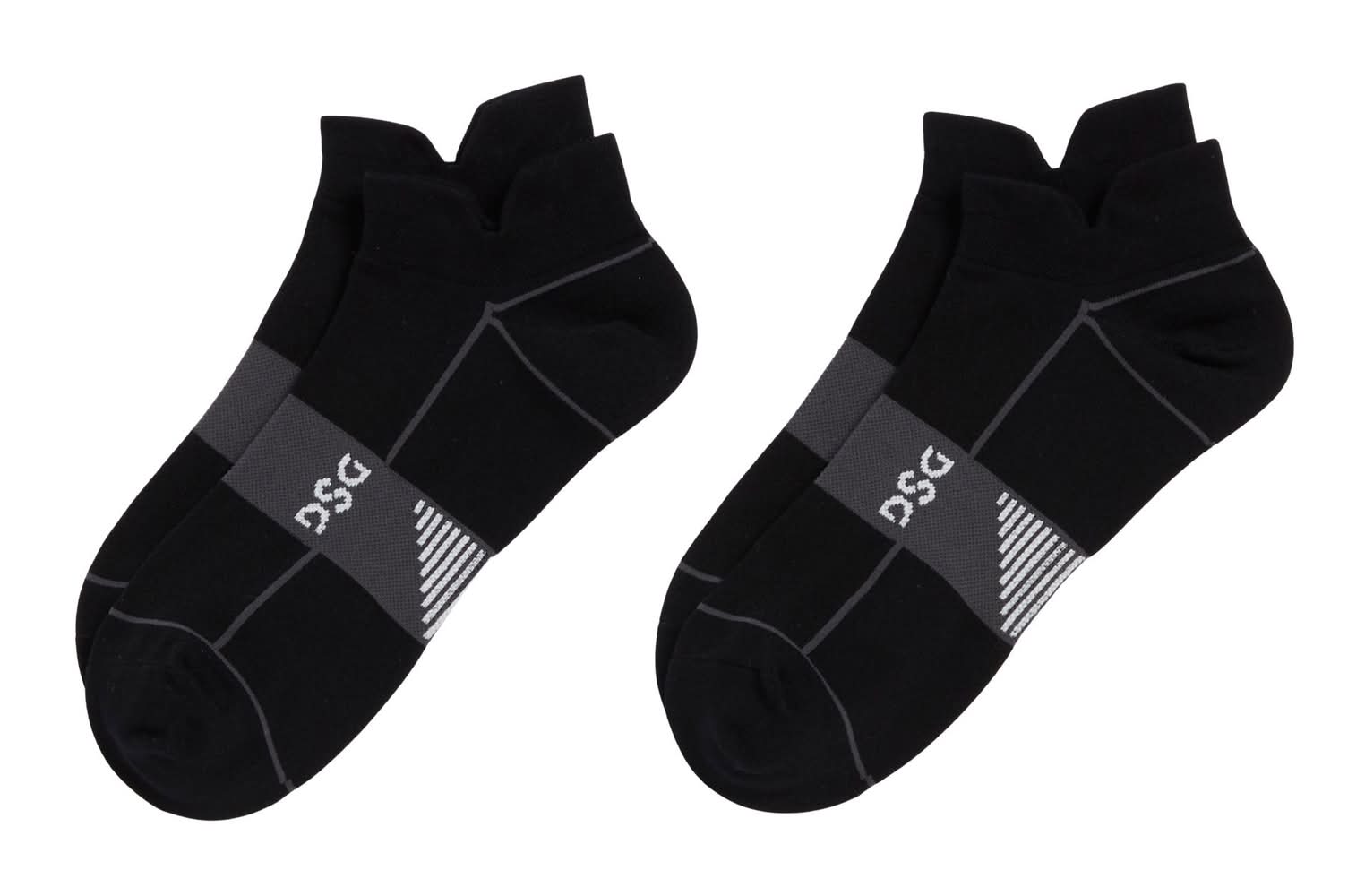 DSG Lightweight No Show Run Socks – 2 Pack (Black, L)
