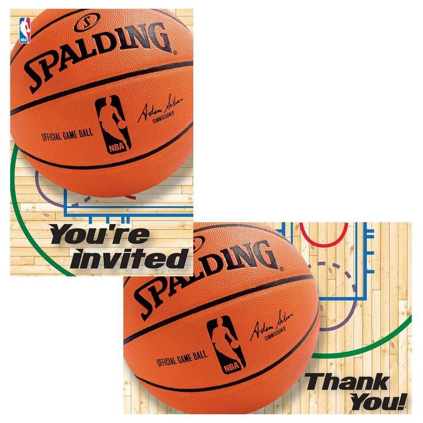 Spalding Basketball Invitations Thank You Notes for 8