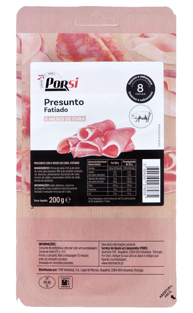 PorSi  - Presunto fatiado, embalagem de 200g