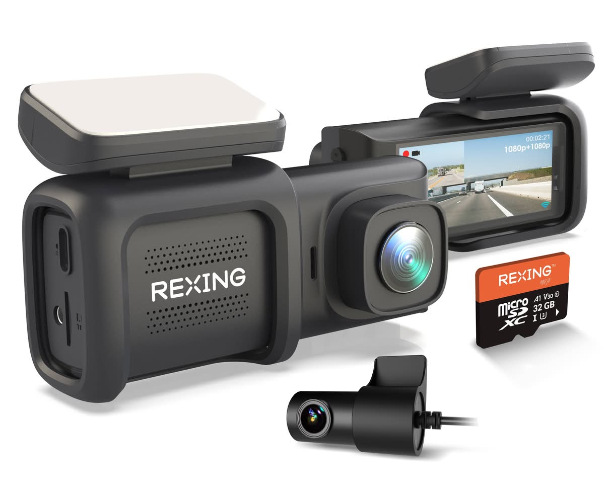 Rexing Dt2 Dual Channel 1080p Front & Rear Dash Camera