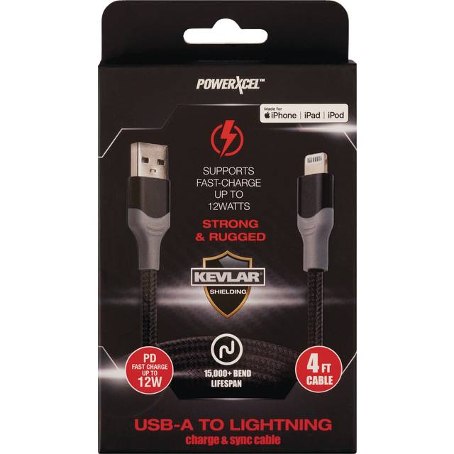 Kevlar Usb A To Lightning-4Ft Black