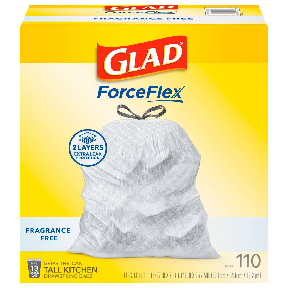 Glad Forceflex Tall Kitchen Drawstring Trash Bags (13 gallon)