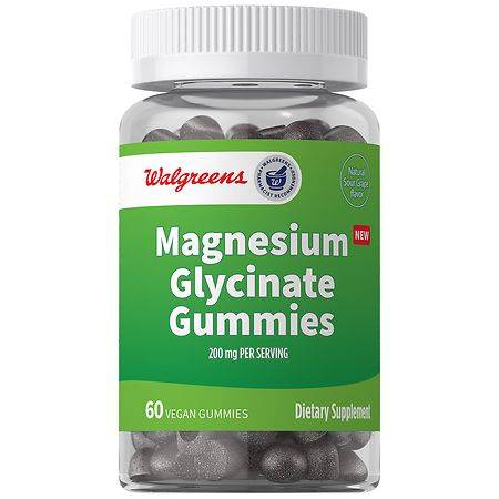 Walgreens Magnesium Glycinate 200 mg Gummies, Sour Grape