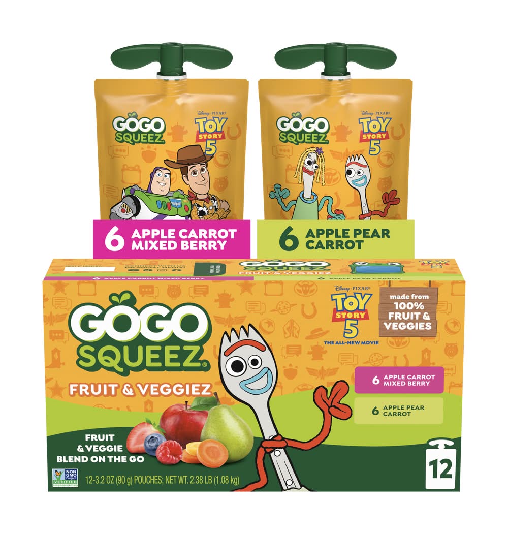 GoGo squeeZ Fruit & Veggies on the Go Applesauce Variety pack, Assorted (3.2 oz, 12 ct)