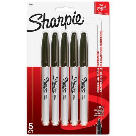 Sharpie Fine Point Permanent Markers Black, Black (5 ct)