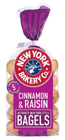 New York Bakery Co. Cinnamon & Raisin, Bagels (5 pack)