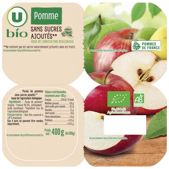 Puree Pommes Bio 4x100 gr