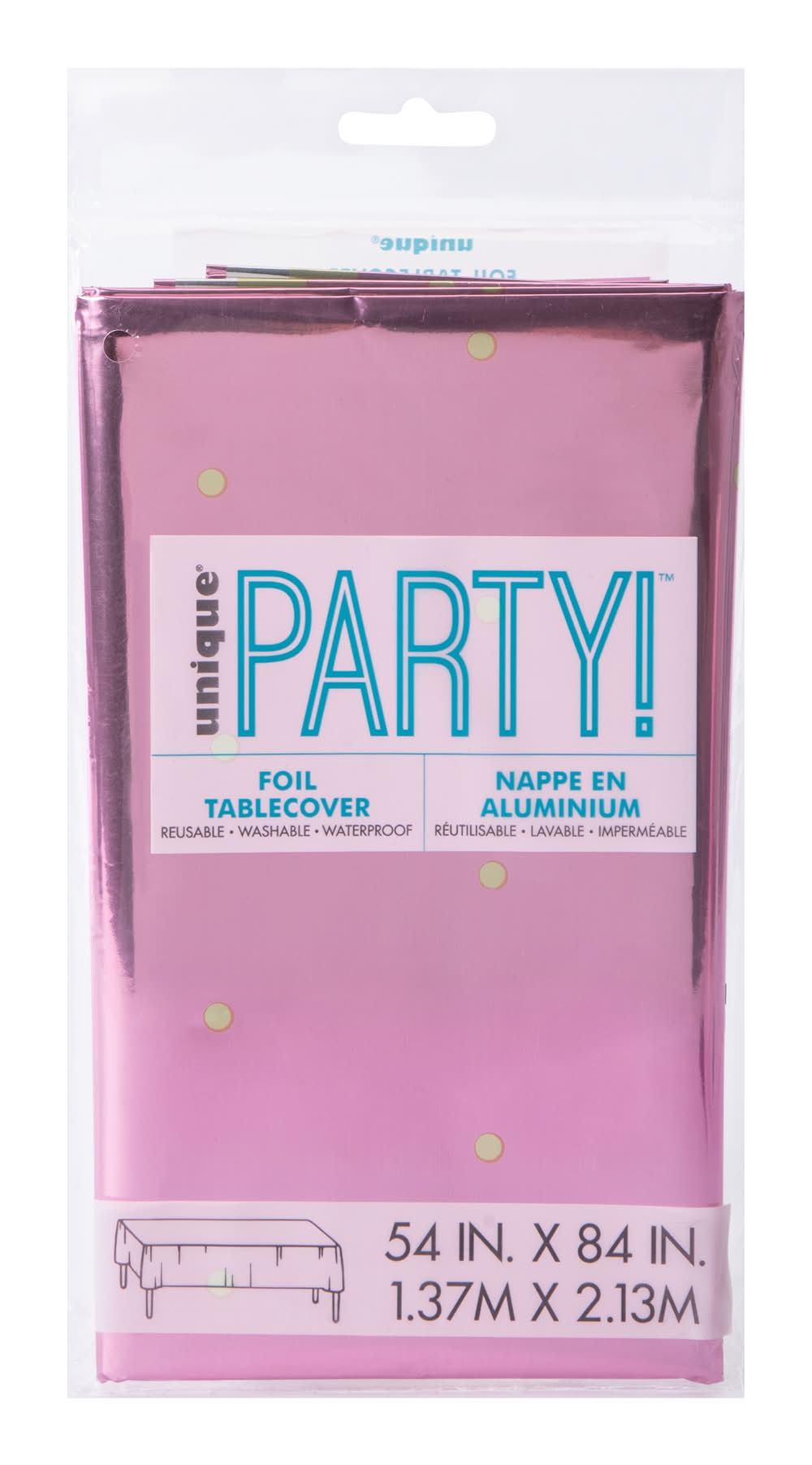 Party Foil Tablecover 54in x 84in Pink/Gold