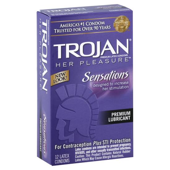 Trojan Her Pleasure Sensations Premium Lubricant Condoms (12 ct)