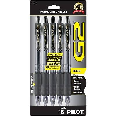 Pilot G2 Bold-Point Premium Retractable Black Gel Roller Pens (5 ct)