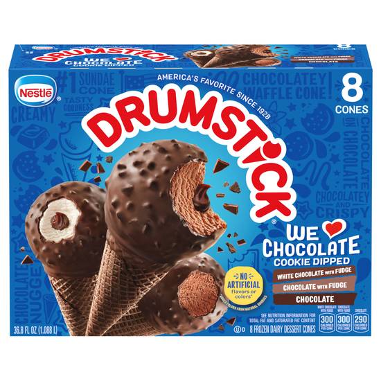 Drumstick We Love Chocolate Cookie Dipped Sundae Cones (8 cones)