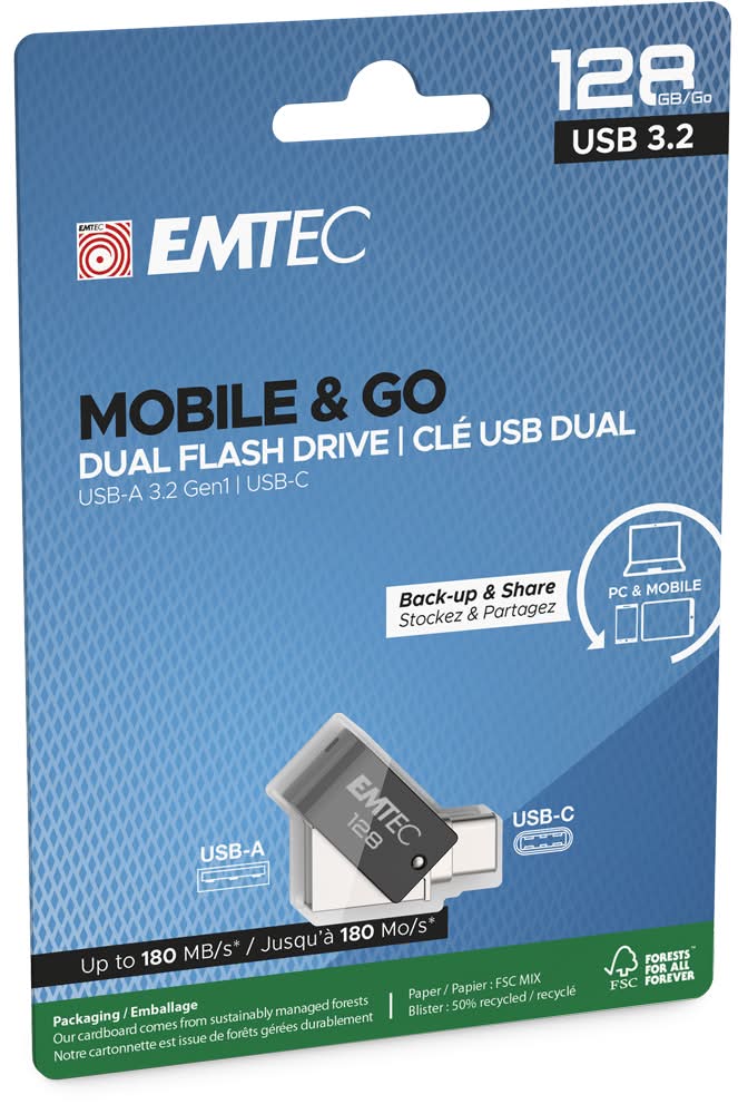 Flash Drive Dual USB 3.2 Type C 128GB