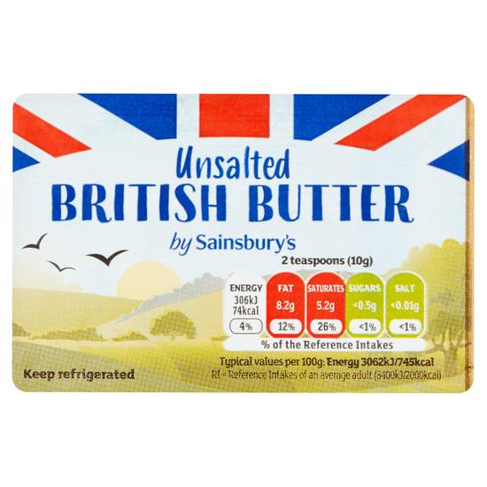 Sainsbury's English Butter, Unsalted 250g