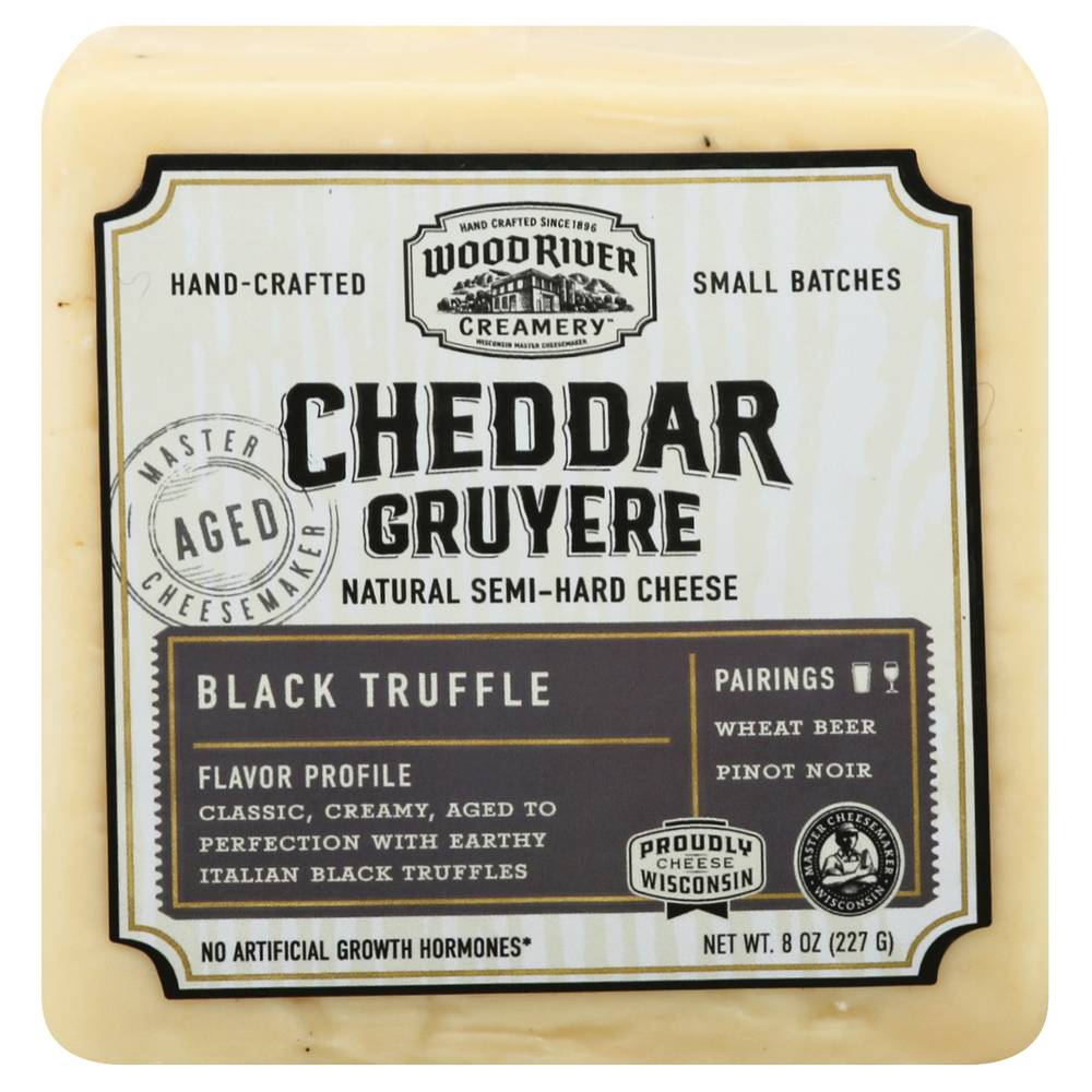 Wood River Creamery Cheddar Gruyere Aged Cheese, Black Truffle (8 oz)