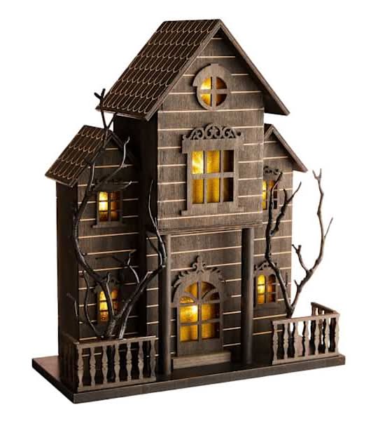 Black LED Halloween House, 13"