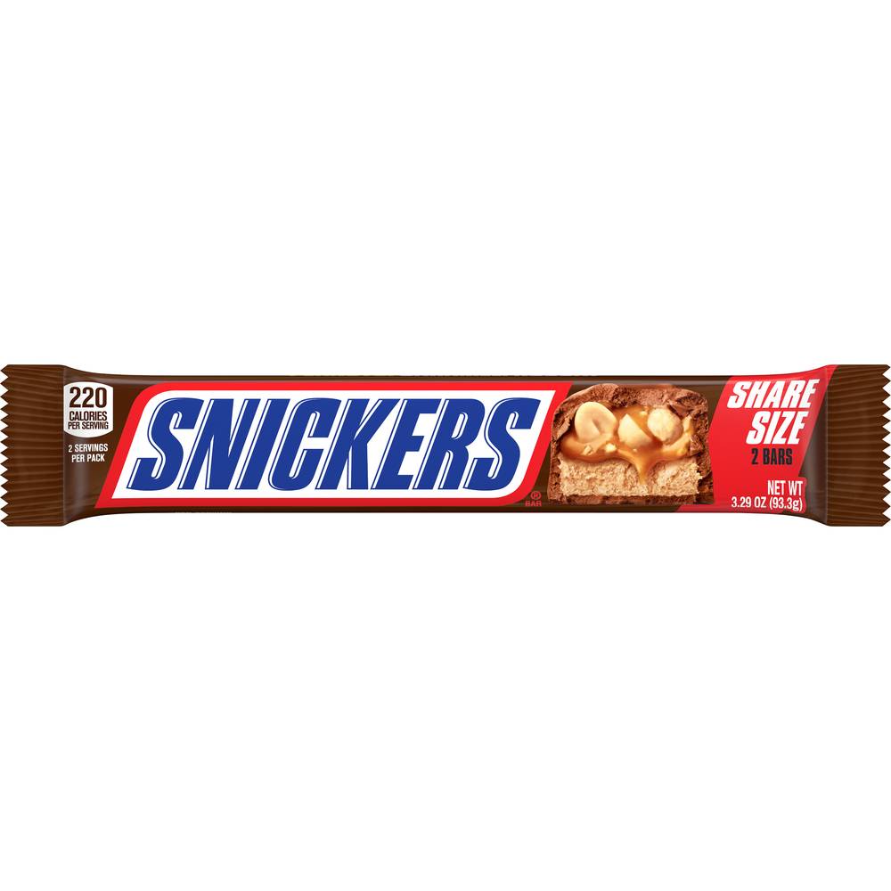 Snickers Sharing Size Bars, Milk Chocolate-Peanuts-Caramel-Nougat (3.29 oz)