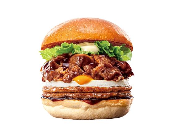 【単品】ダブルパティ倍盛り とろたま牛すき焼きバーガー Double Patty Double Beef Sukiyaki Burger with Toro-Tama