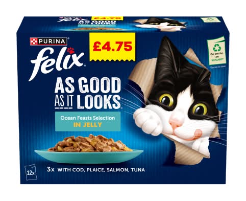 Purina Felix As Good As It Looks Ocean Feasts Selection in Jelly Wet Cat Food (12 x 85g)