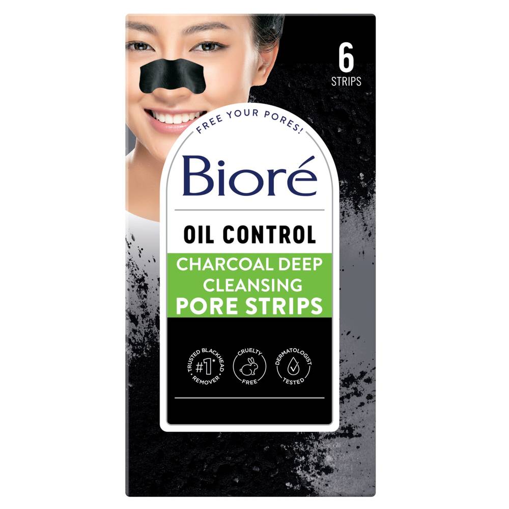 Biore Deep Cleansing Charcoal Strips, 6Ct