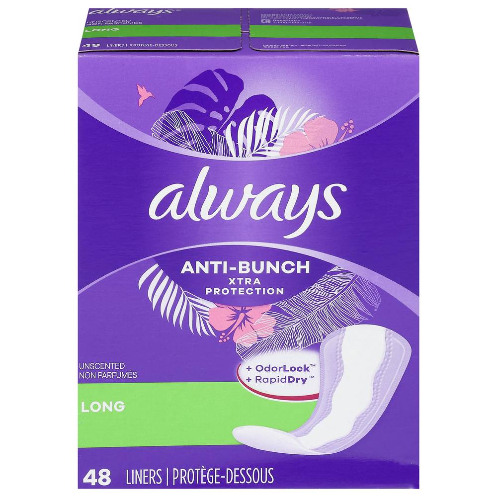 Always Anti-Bunch Xtra Protection Daily Liners, Long