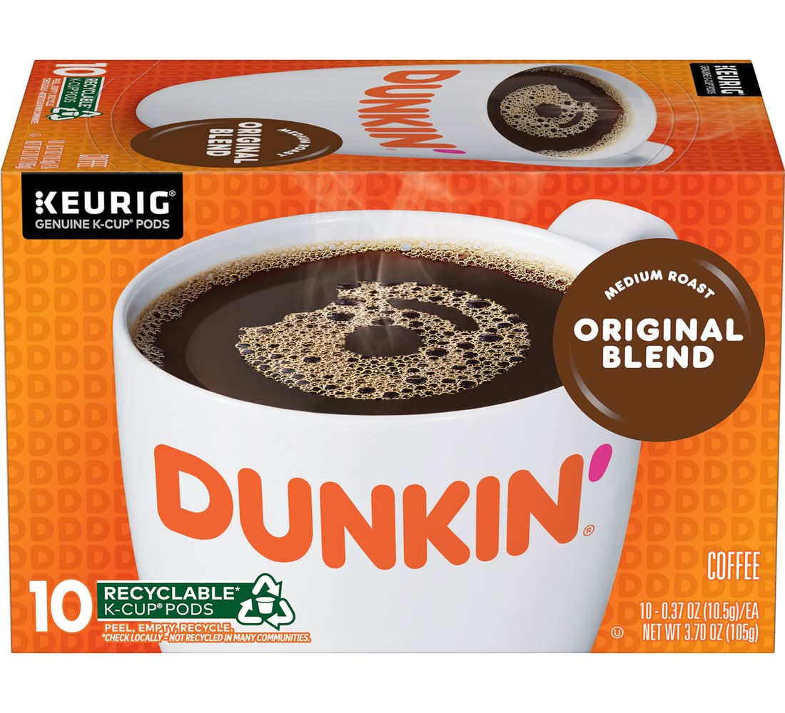 Dunkin' Original Blend Medium Roast Coffee Pods (0.37 oz, 10 ct)