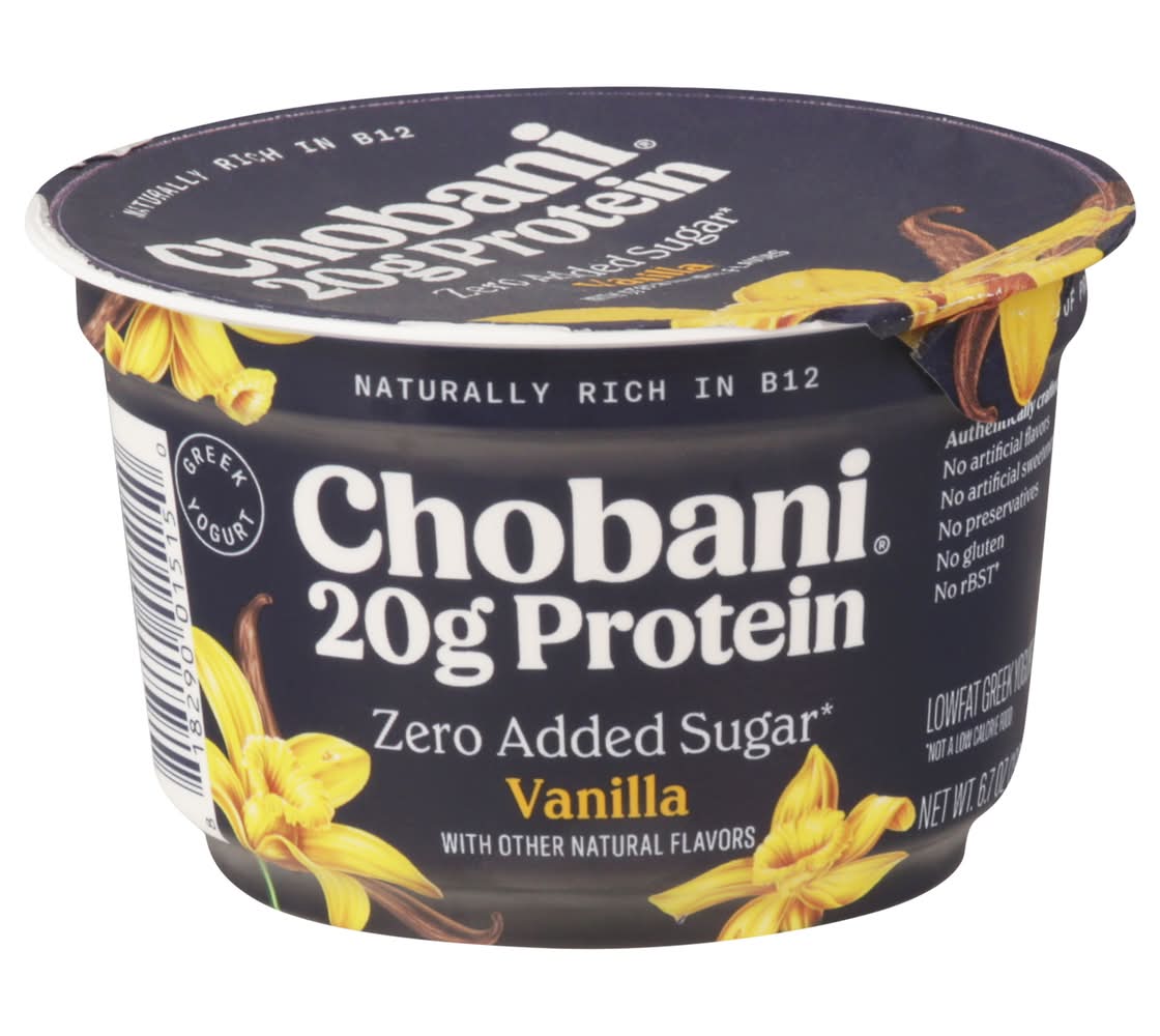 Chobani Zero Added Sugar Lowfat Greek Yogurt, Vanilla (6.7 oz)