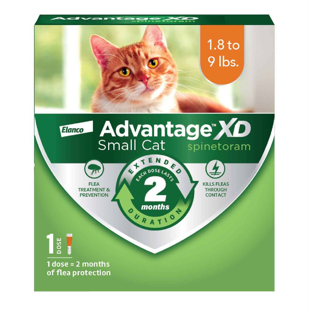 Advantage XD Long-Lasting Flea Prevention & Treatment for Small Cats (1.8-9 Pounds), 1 Dose (2-Month Coverage)