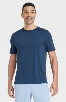 Men's Short Sleeve Performance T-Shirt - All In Motion™ Dark Blue M: Moisture Wicking, Quick Dry, Jersey
