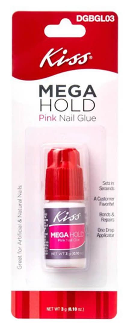 KISS Mega Hold Nail Glue, Pink (3 g)