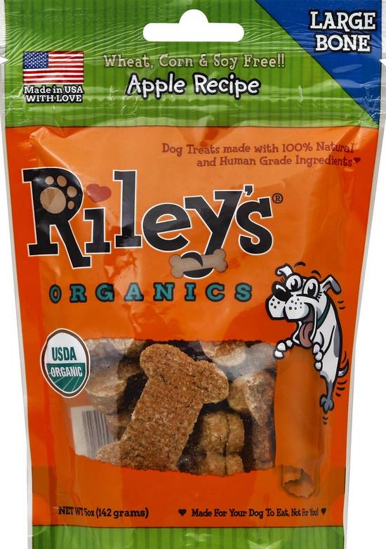 Organics Apple Recipe Large Bone Dog Treats Riley's 5 oz