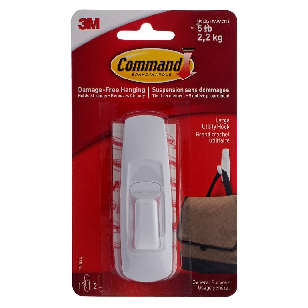 Command(Tm) Large Utility Hook (1 hook and 2 large strips per pack)