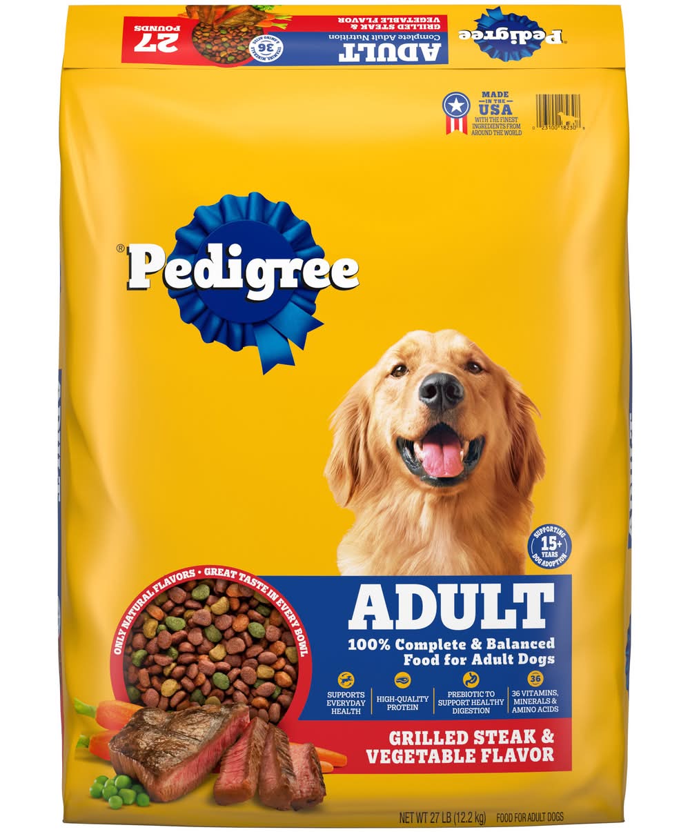 Pedigree Complete Nutrition Dry Dog Food, Grilled Steak & Vegetable, Adult (30 lbs)