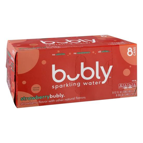 Order Bubly Sparkling Water Strawberry Cans (12 oz x 8 ct) food online from Rite Aid store, Shawnee on bringmethat.com