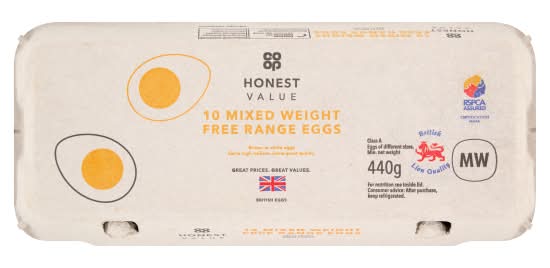 Co-op Honest Value Mixed Weight Free Range Eggs (10 pack)