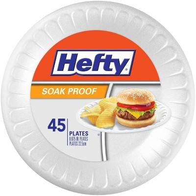 Hefty Everyday Soak Proof Disposable Plates, White (45 ct)