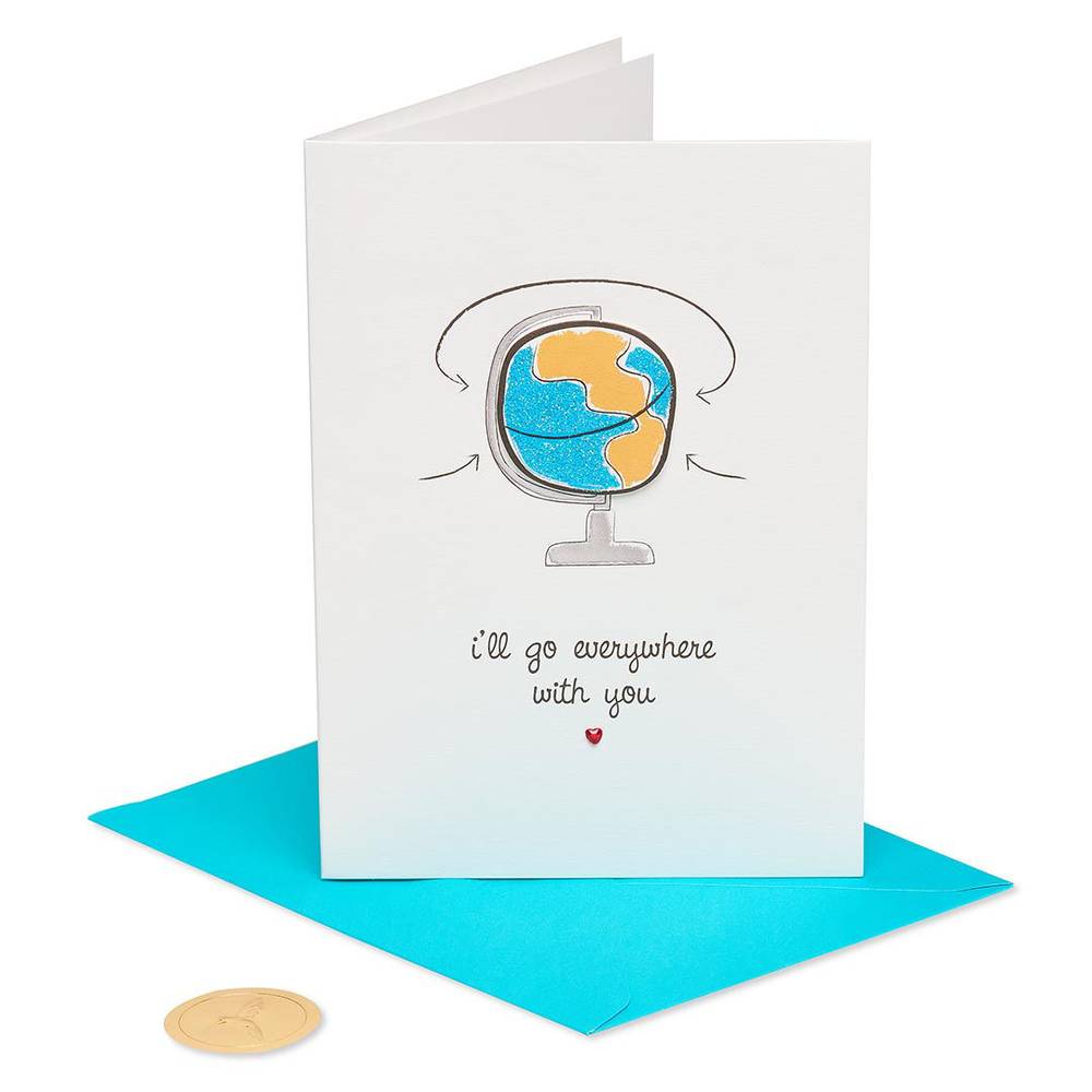 Papyrus Greeting Card (S31), Romantic Thinking of You, I'll Go Everywhere With You