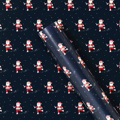 Wondershop Santa Rollerskating Christmas Gift Wrap Black