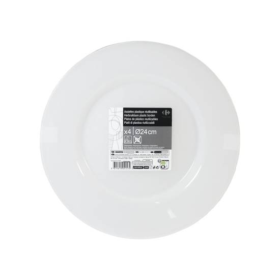 Carrefour Home - Lot de assiettes diam blanc translucide