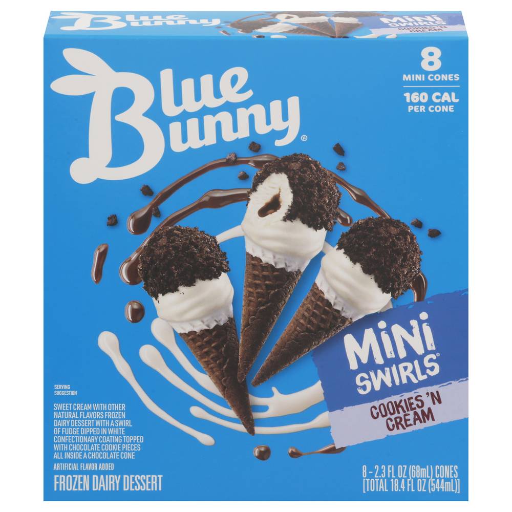 Blue Bunny Cookies 'N Cream Mini Swirls Cones (18.4 fl oz)