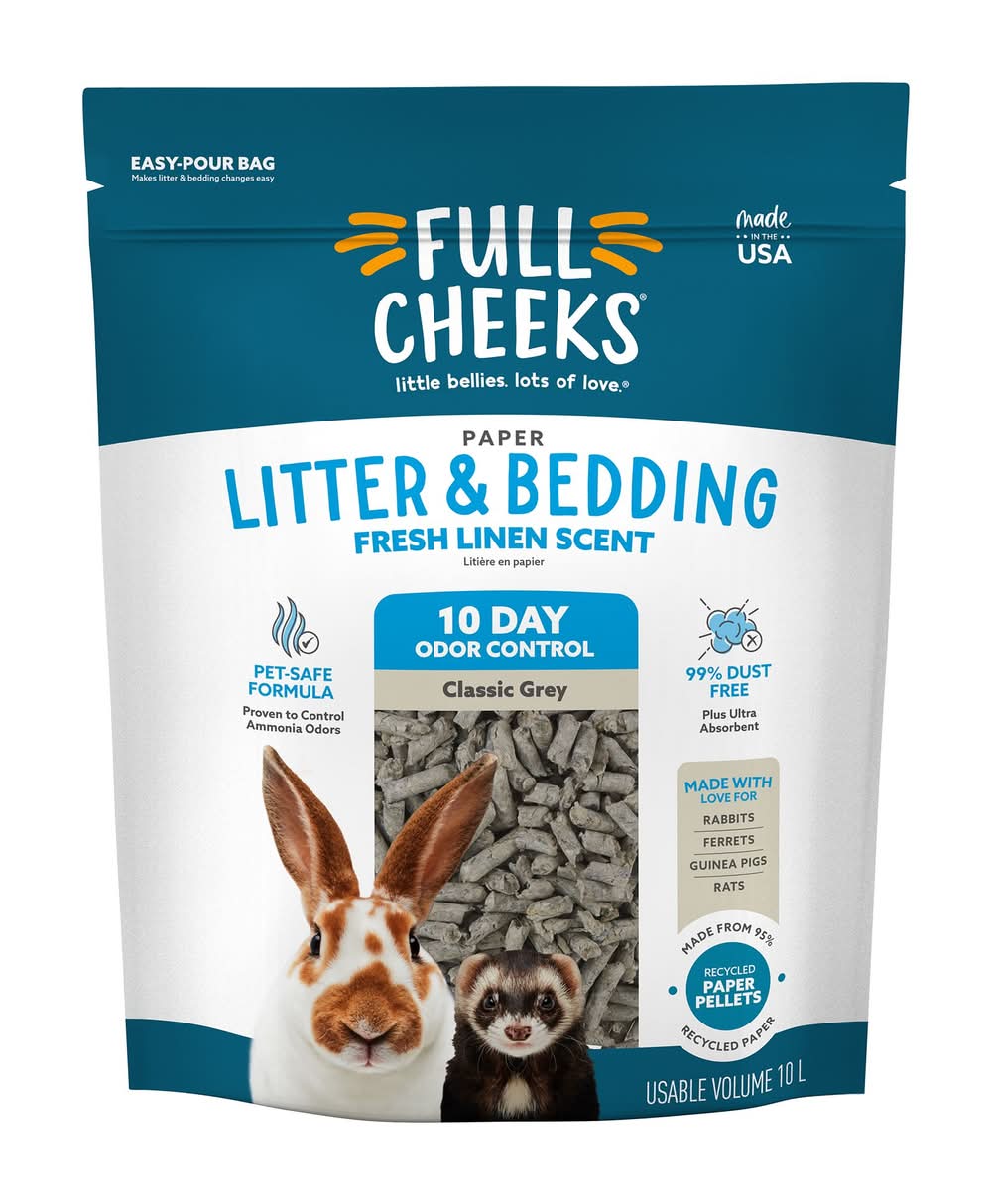 Full Cheeks™ Odor Control Small Pet Paper Litter & Bedding - Fresh Linen Scent (Color: Grey, Size: 10 L)